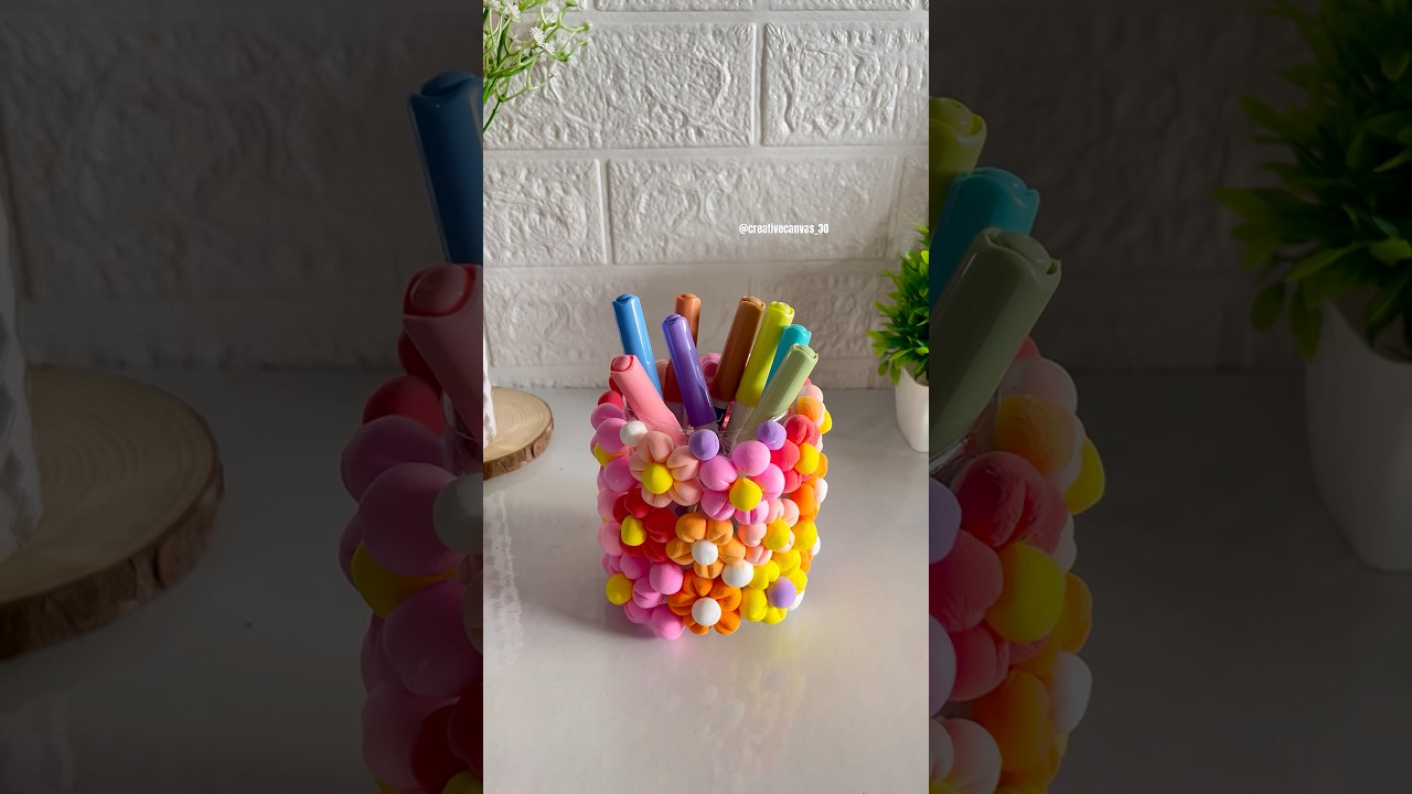 DIY Clay Pen Holder🌸✨. #shorts #shortsfeed