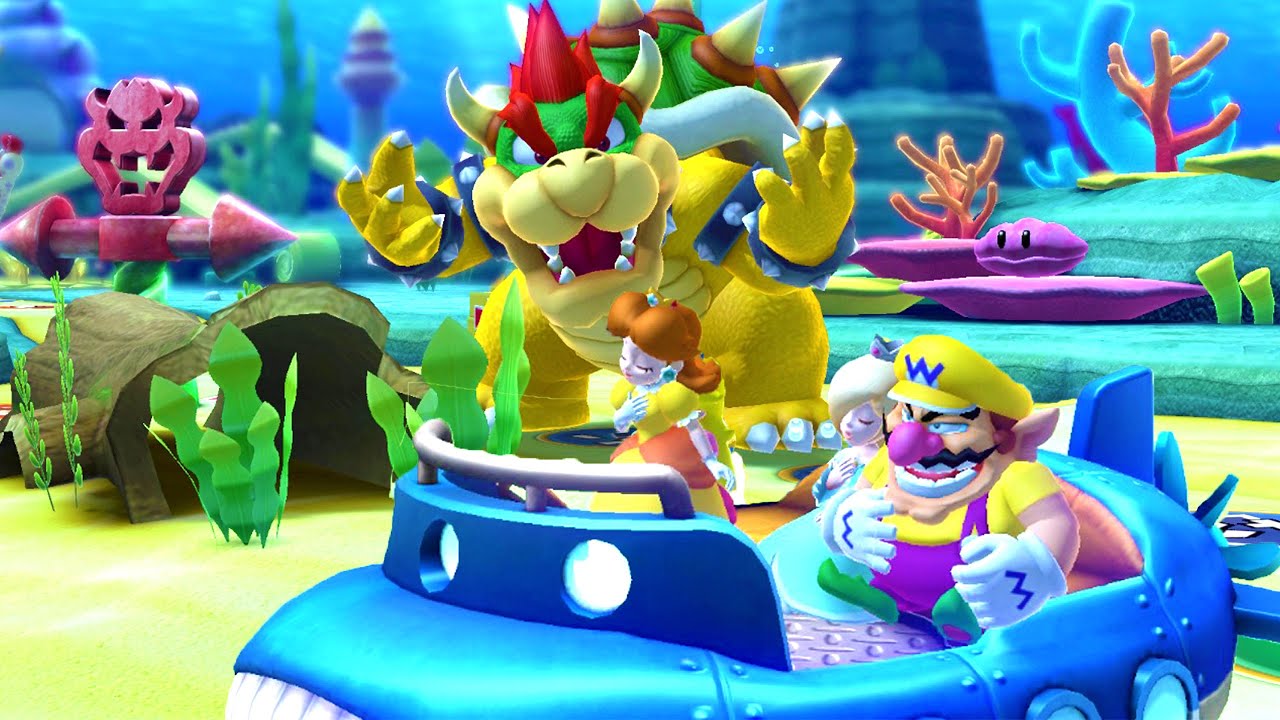 MARIO PARTY 10 MINIGAMES - BOWSER VS WARIO VS ROSALINA VS PEACH WHIMSICAL WATERS