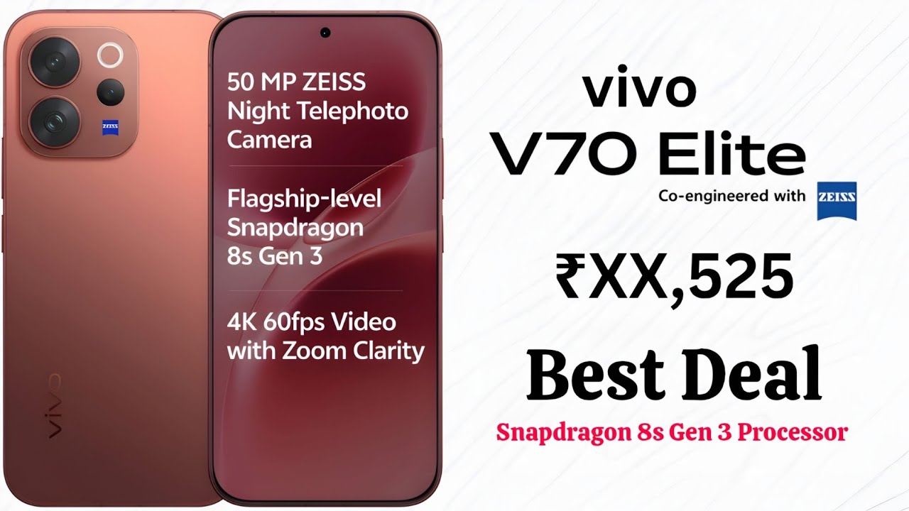vivo V70 Elite - Snapdragon 8s Gen 3 Processor | 6500mAh Battery | OLED Display | Best Deal | Telugu