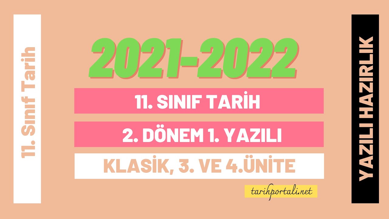 11. Sınıf Tarih Dersi 2. Dönem 1. Yazılı 2022 (Boşluk Doldurma, Doğru Yanlış, Klasik Sorular)