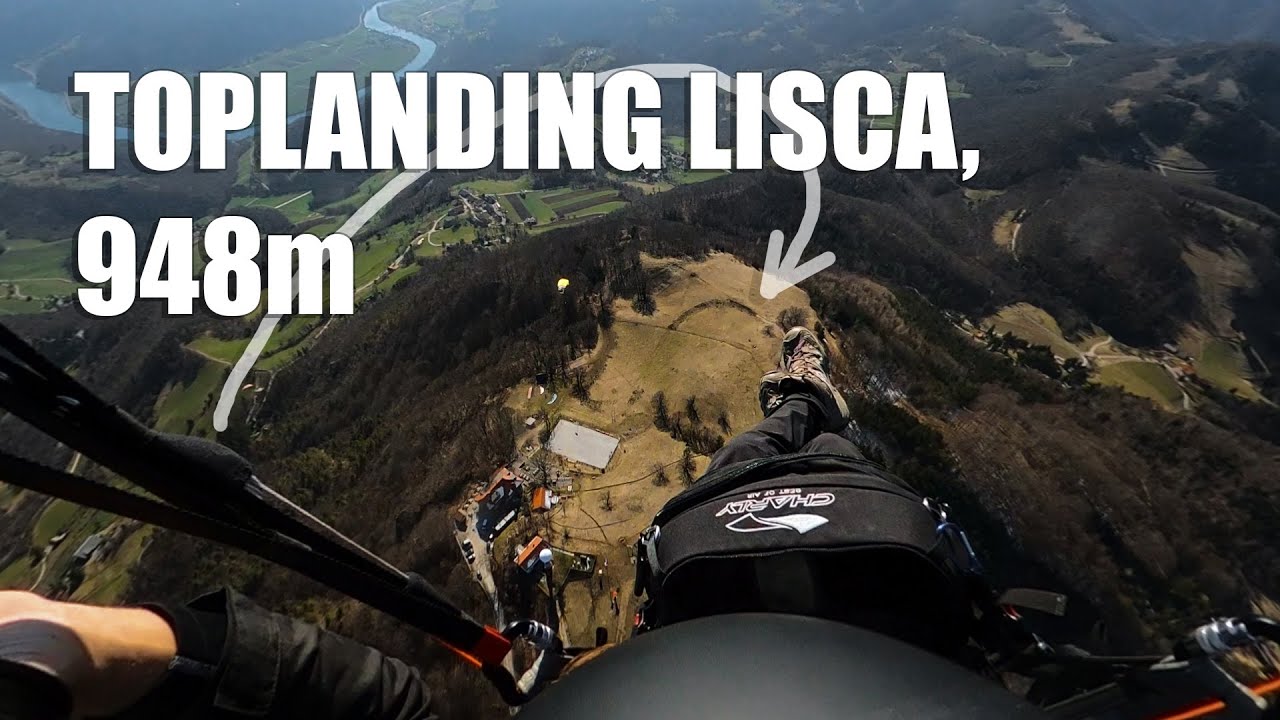 Paragliding toplanding on Lisca (948m), Slovenia