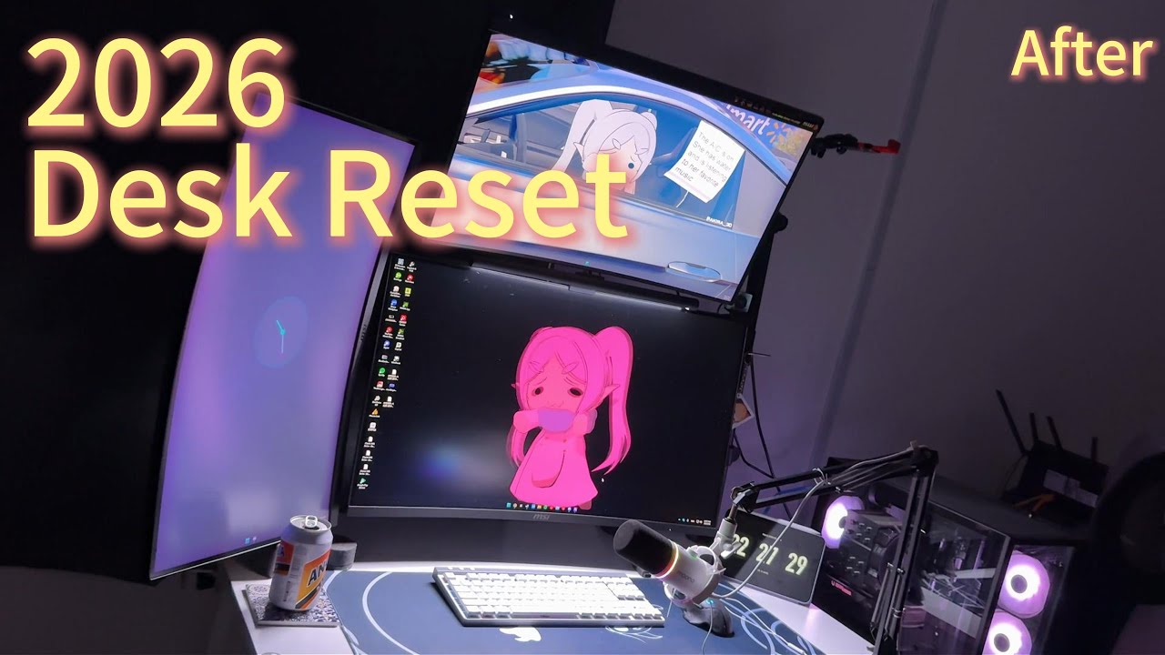 2026 Desk reset 🧧| before CNY quickly clean, RTX4070 dust cleaning and triple monitor setup ~
