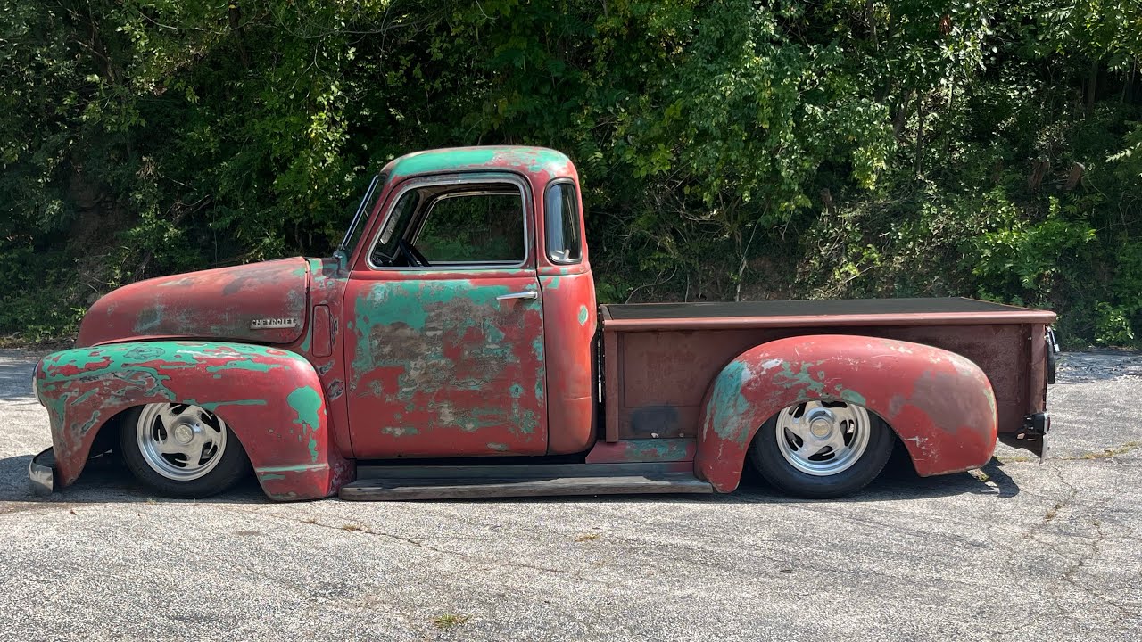 SOLD 1950 CHEVY 3100 5 WINDOW SHORT BED TRUCK 402 BIG BLOCK SLAMMED BAGGED 