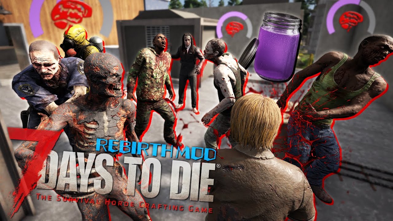 【7DTDMOD】洗脳ポーションを飲んでゾンビに戦わせたら完全に別ゲーで笑ったwww「7 Days to Die Rebirth MOD」実況プレイ #6