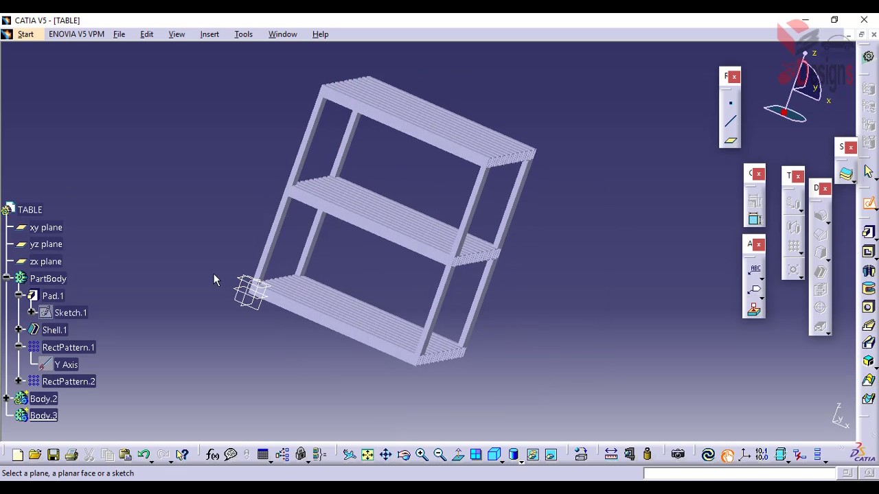 Modeling and Modal analysis of the shelves for injection molds Catia v5