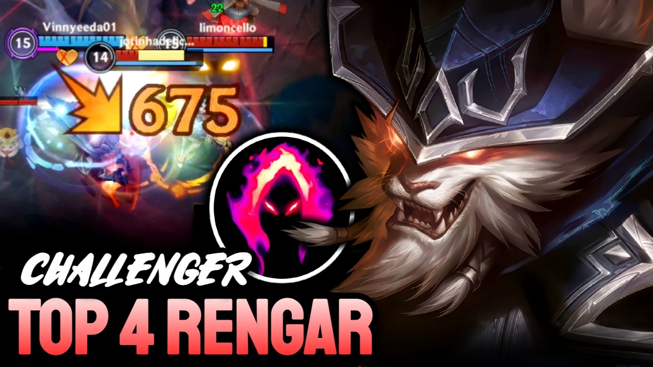 WILD RIFT RENGAR - TOP 4 RENGAR GAMEPLAY - CHALLENGER RANKED