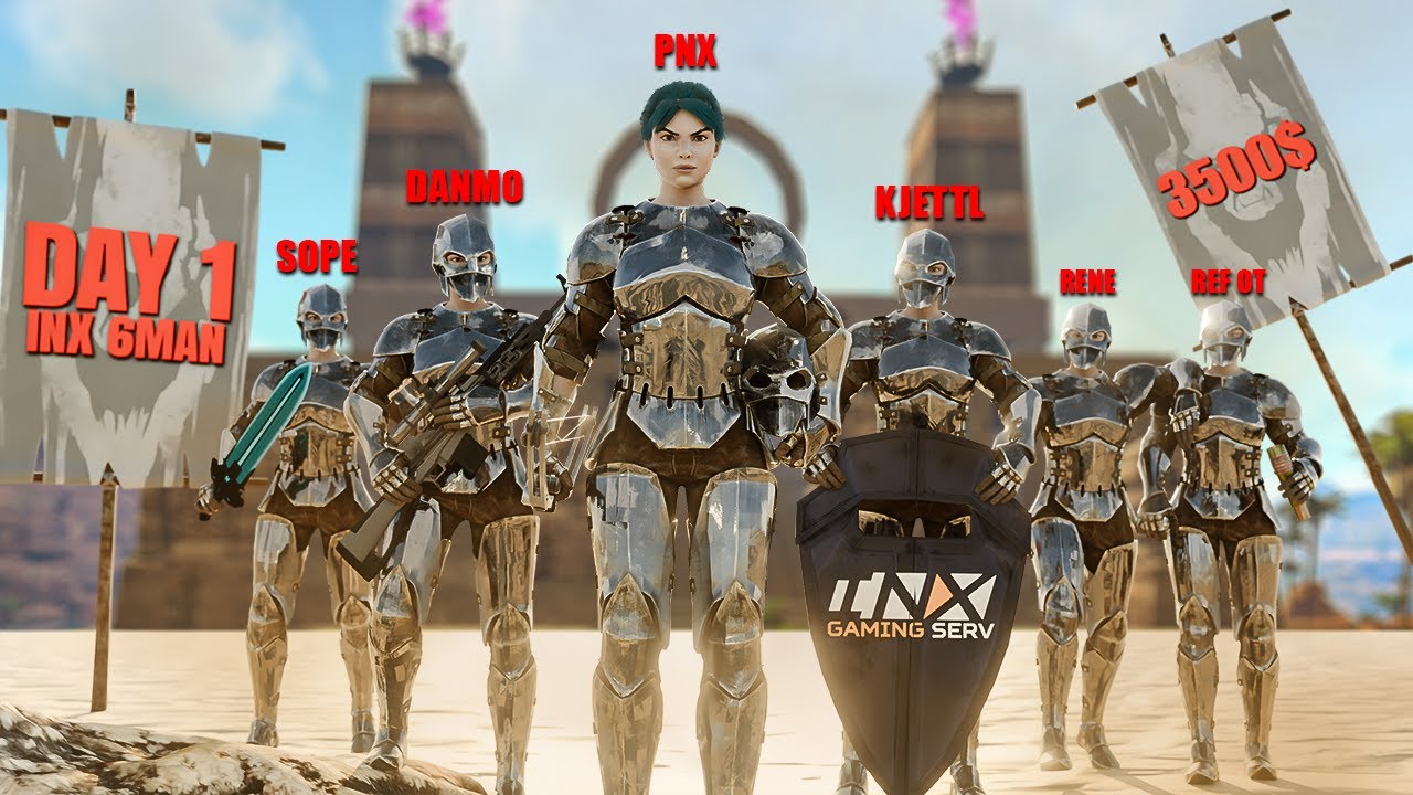 DAY 1 OF DOMINATING THE MOST POPULAR PVP SERVER AS A 6MAN [3500$] - INX 6MAN - ARK: Survival Evolved