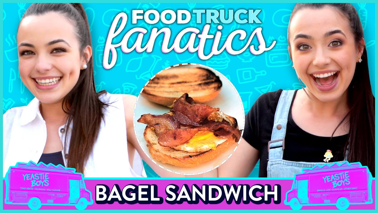 BAGEL SANDWICH CHALLENGE | Food Truck Fanatics w/ The Merrell Twins