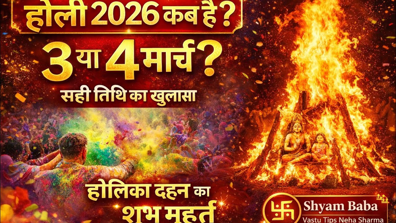 होली 2026 कब है। 3या 4 मार्च। जानें सही तिथि और होलिका दहन का शुभ मुहूर्त।