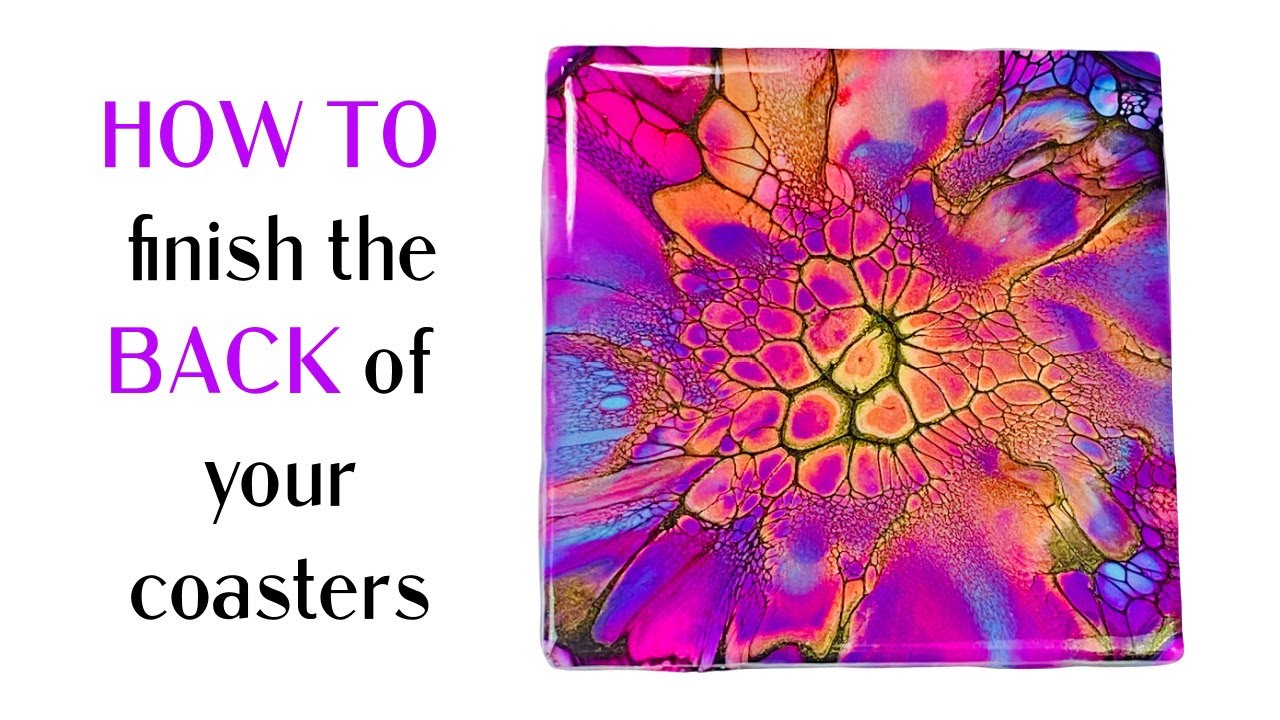 HOW TO Finish the Back of Ceramic Coasters /Acrylic Pouring / Fluid Art #Shorts