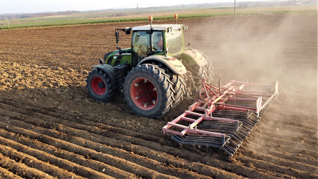 Ouverture des terres pour le tournesol // Herse 6m et Fendt 724