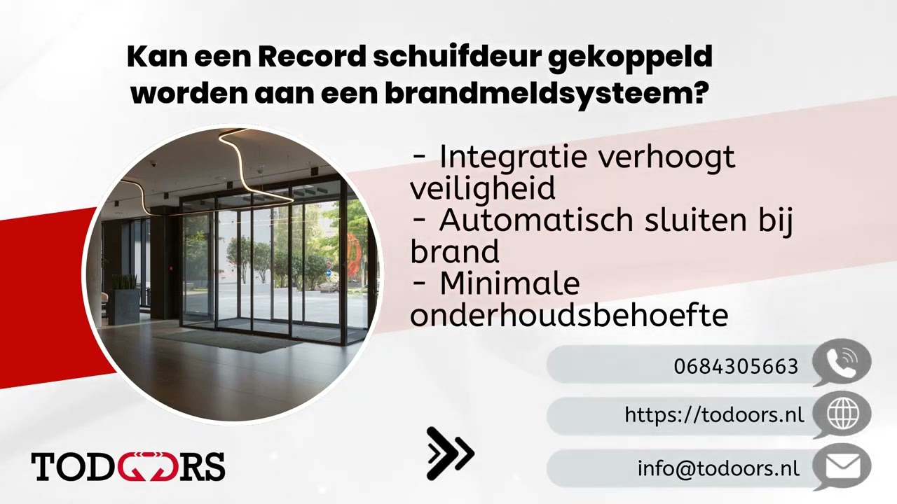 Kan een Record schuifdeur gekoppeld worden aan een brandmeldsysteem?
