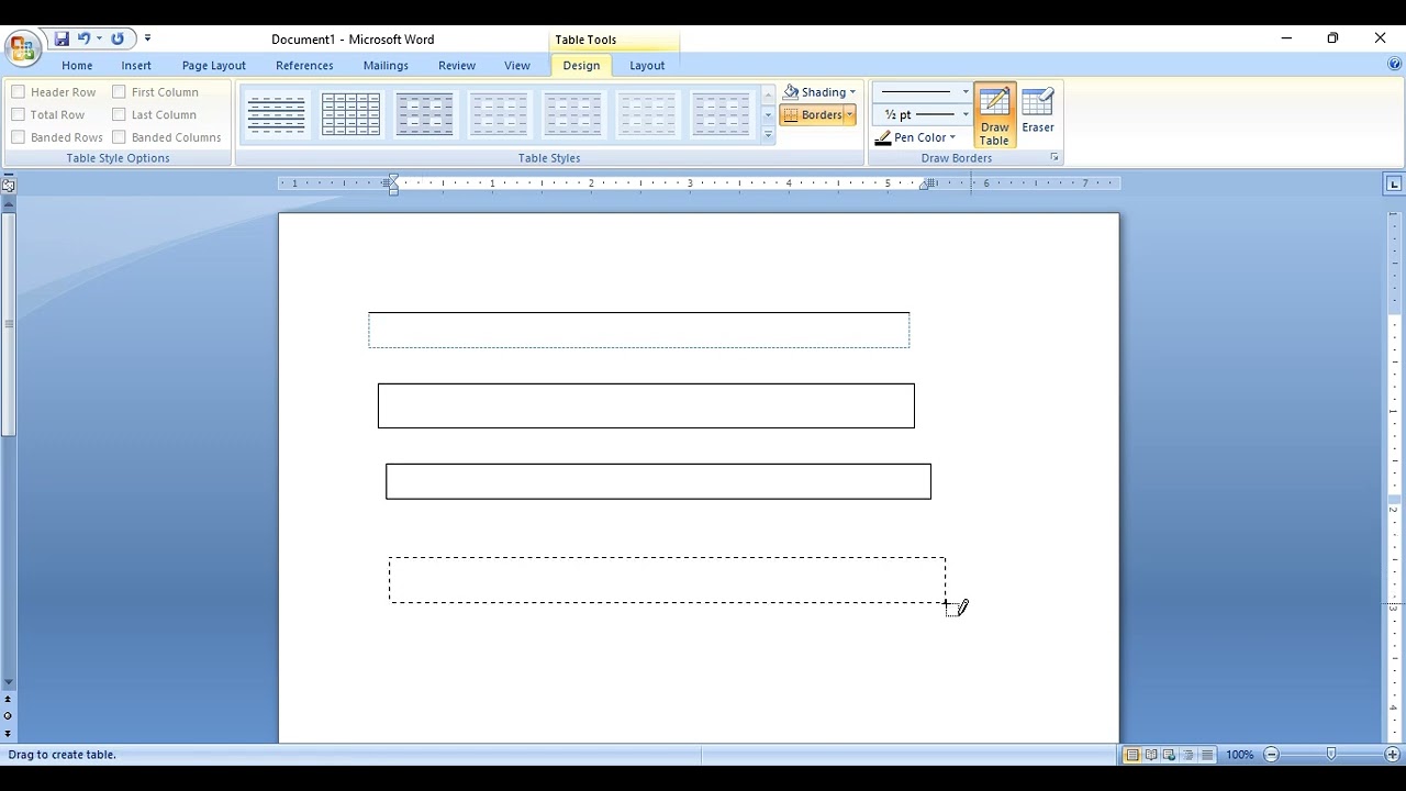 MS Word Draw Table - Excelspreadsheet-Quick Tables