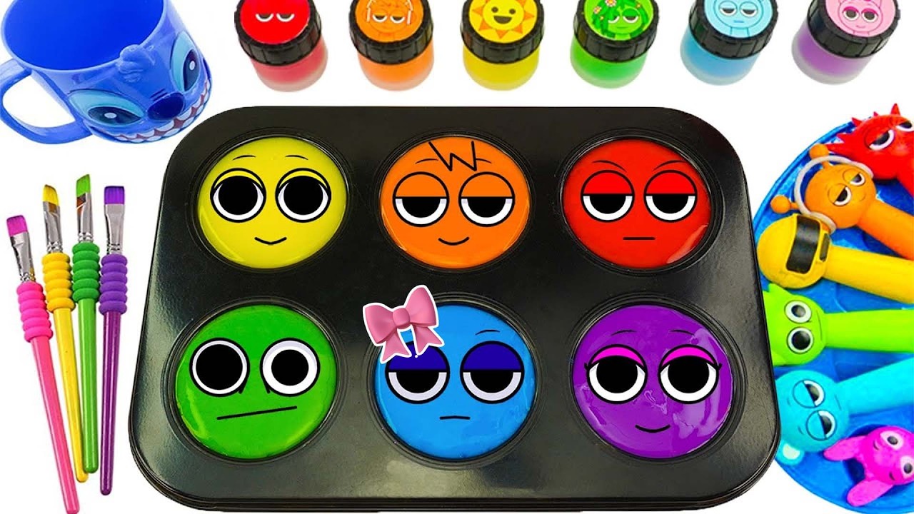 🌈✨Satisfying Video DIY How To Make Round Sprunki Color Tray with Many Funny Expressions Colors ASMR