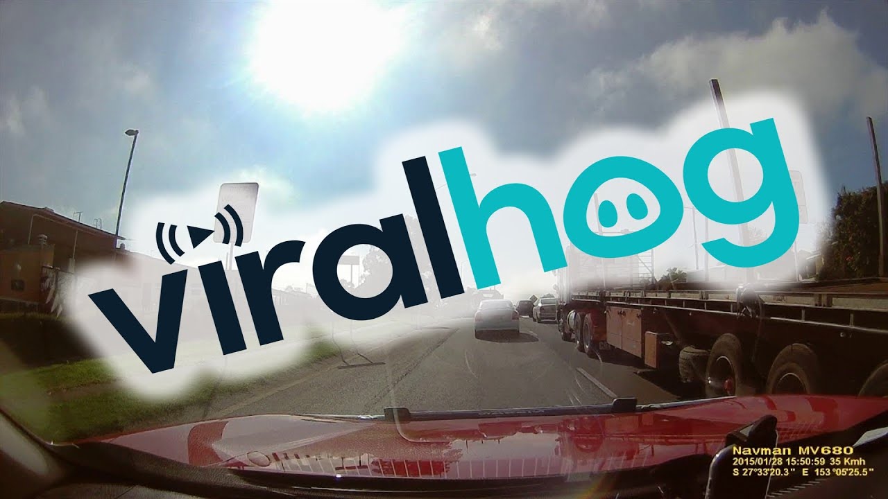 Truck Lane Change Fail Wiping Out Car || ViralHog