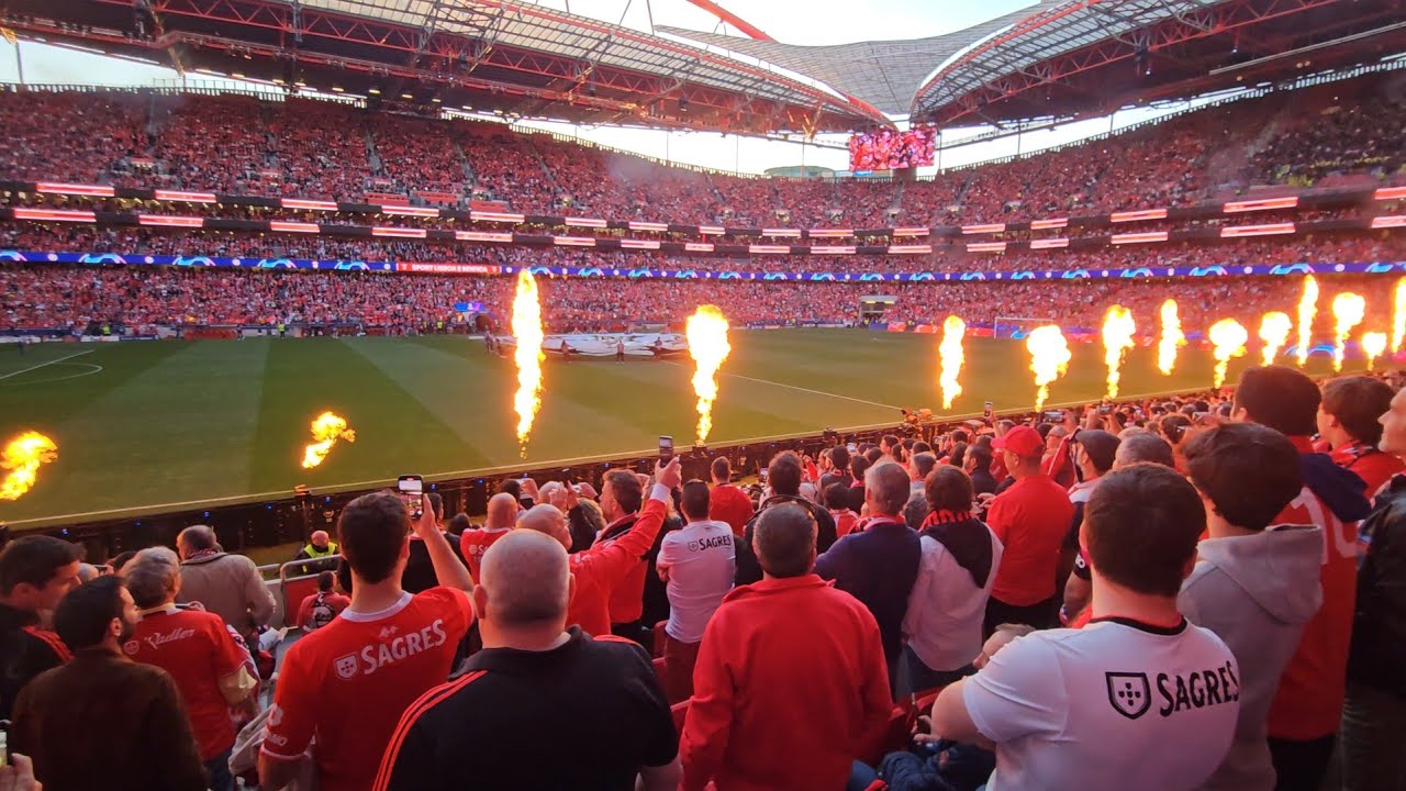 4K | Benfica x Inter | Espetáculo Pré-jogo Audio Luz e Fogo c/ Hino Benfica e Champions