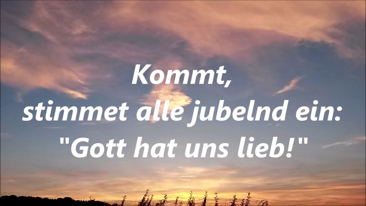 Kommt, stimmet alle jubelnd ein: 