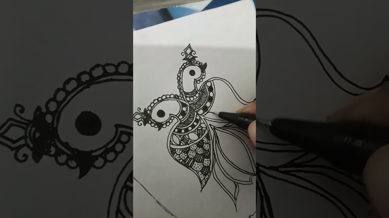 Easy peacock design Madhubani Paintings 🦚