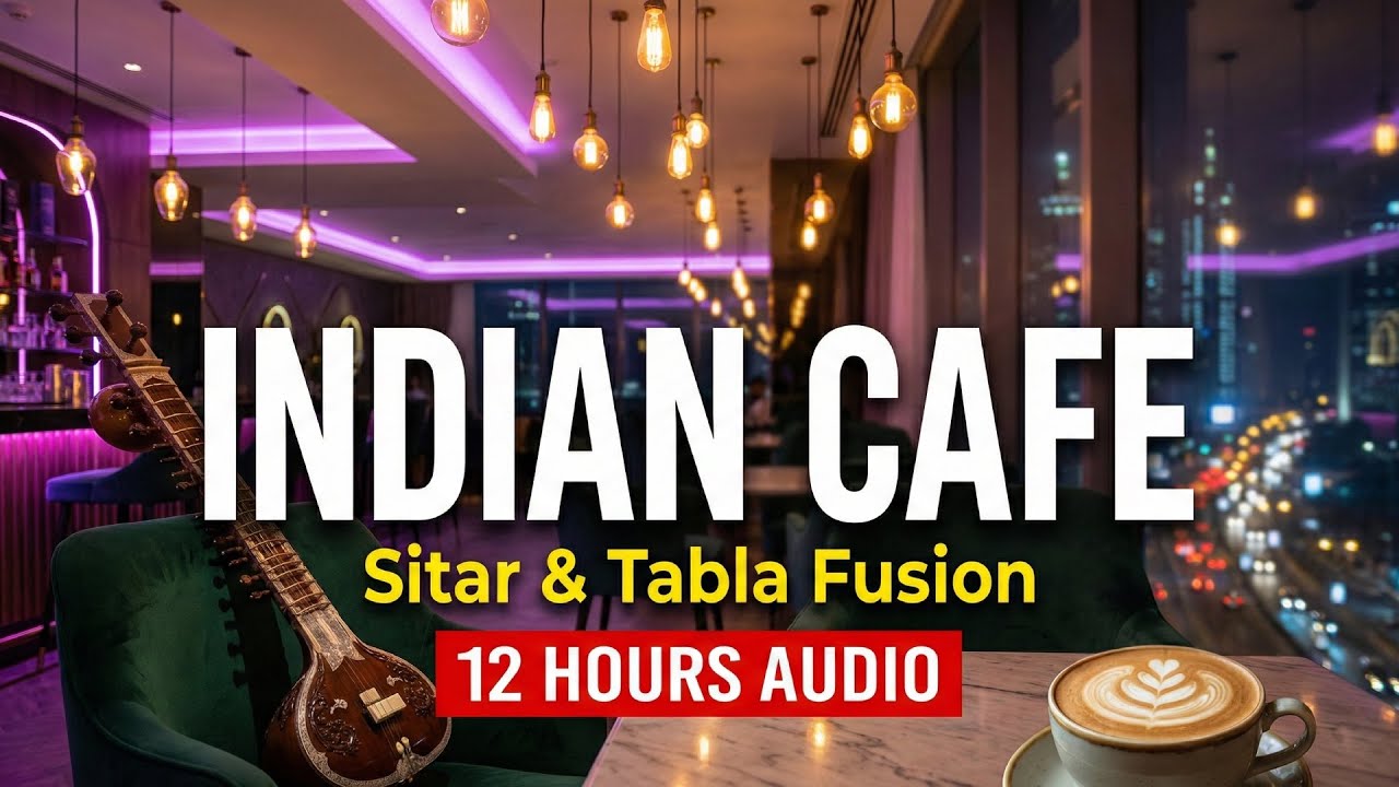 Indian Cafe Music: Mumbai Lounge | 12 Hours Upbeat Sitar & Tabla Fusion Background Music