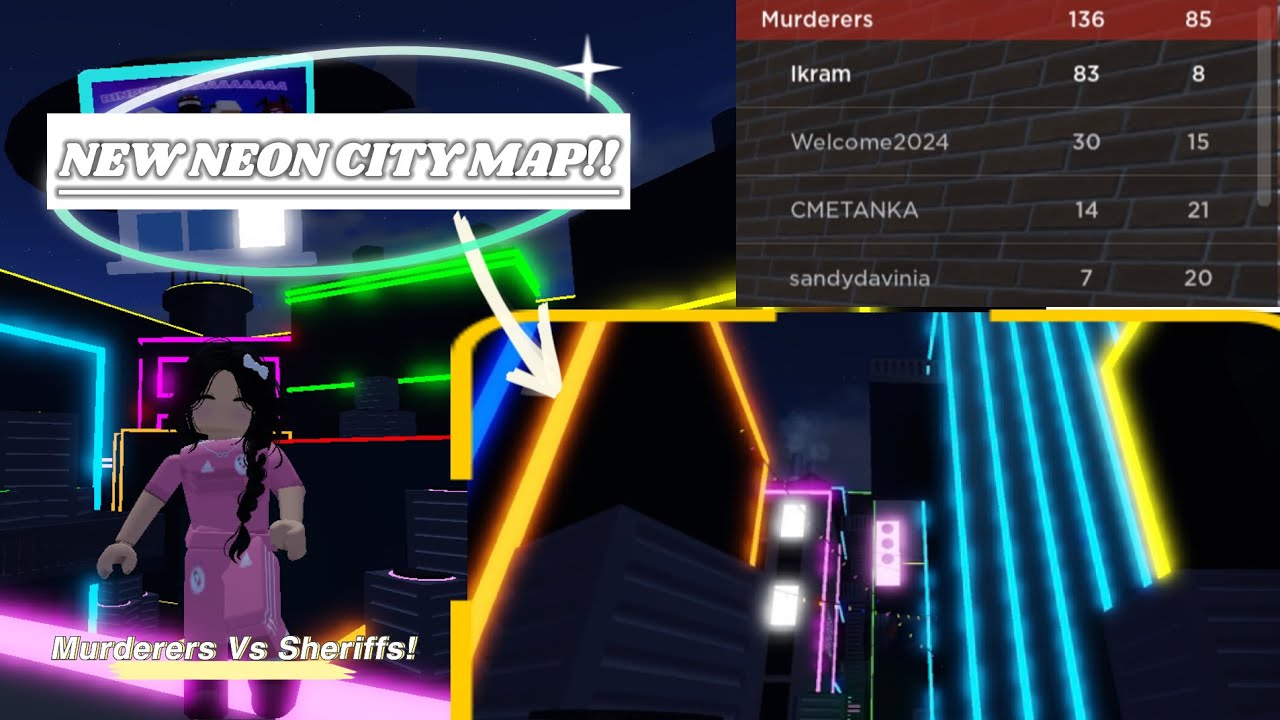 NEW NEON CITY MAP (Roblox Murderers VS Sheriffs)