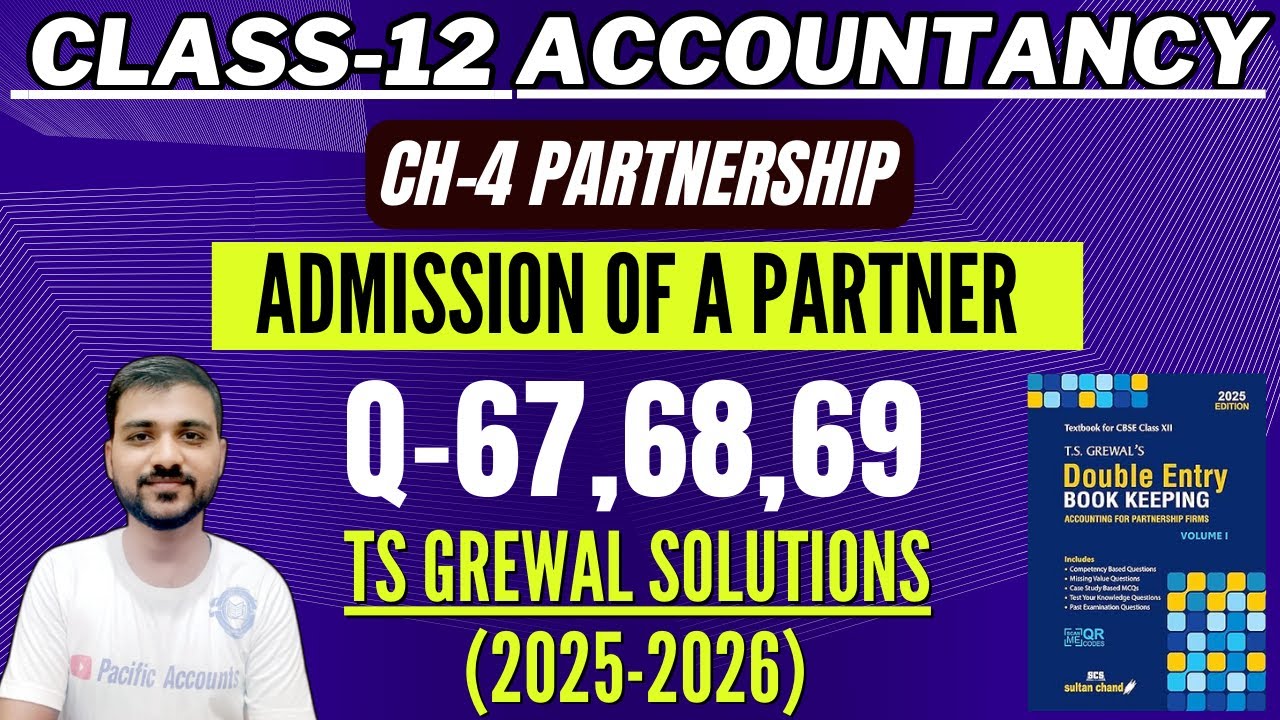 ADMISSION OF A PARTNER CLASS 12TH | ACCOUNTS | CH 4 | TS GREWAL | Q-67,68,69 | BALANCE SHEET | CBSE