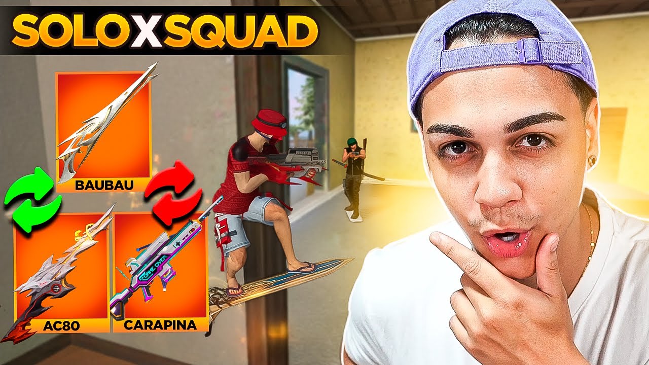 A CADA KILL UMA ARMA DIFERENTE SOLO VS SQUAD!! FREE FIRE MOBILE