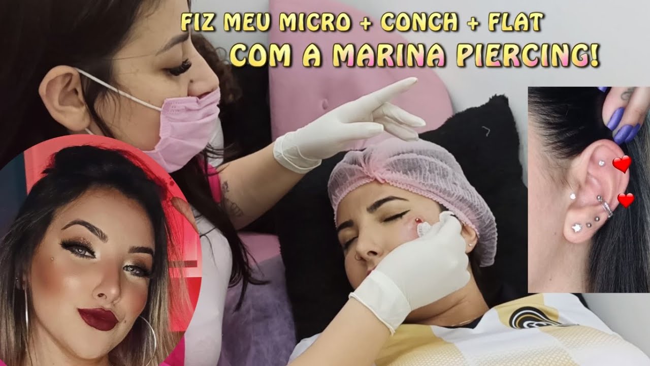 VLOG / FIZ MEU MICRODERMAL + CONCH + FLAT COM A MARINA PIERCING!