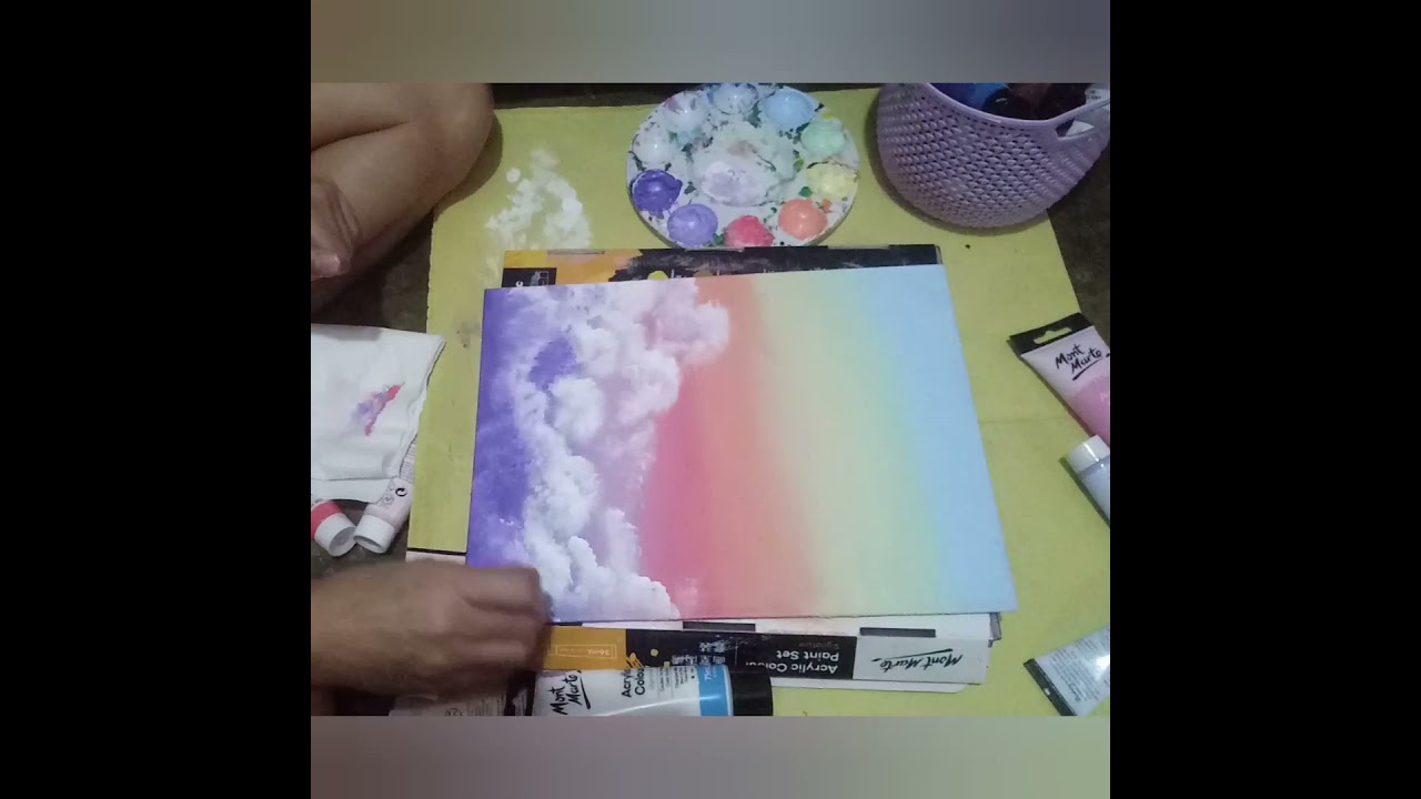 BeginnerAcrylic Painting.. Behind Rainbow 🌈