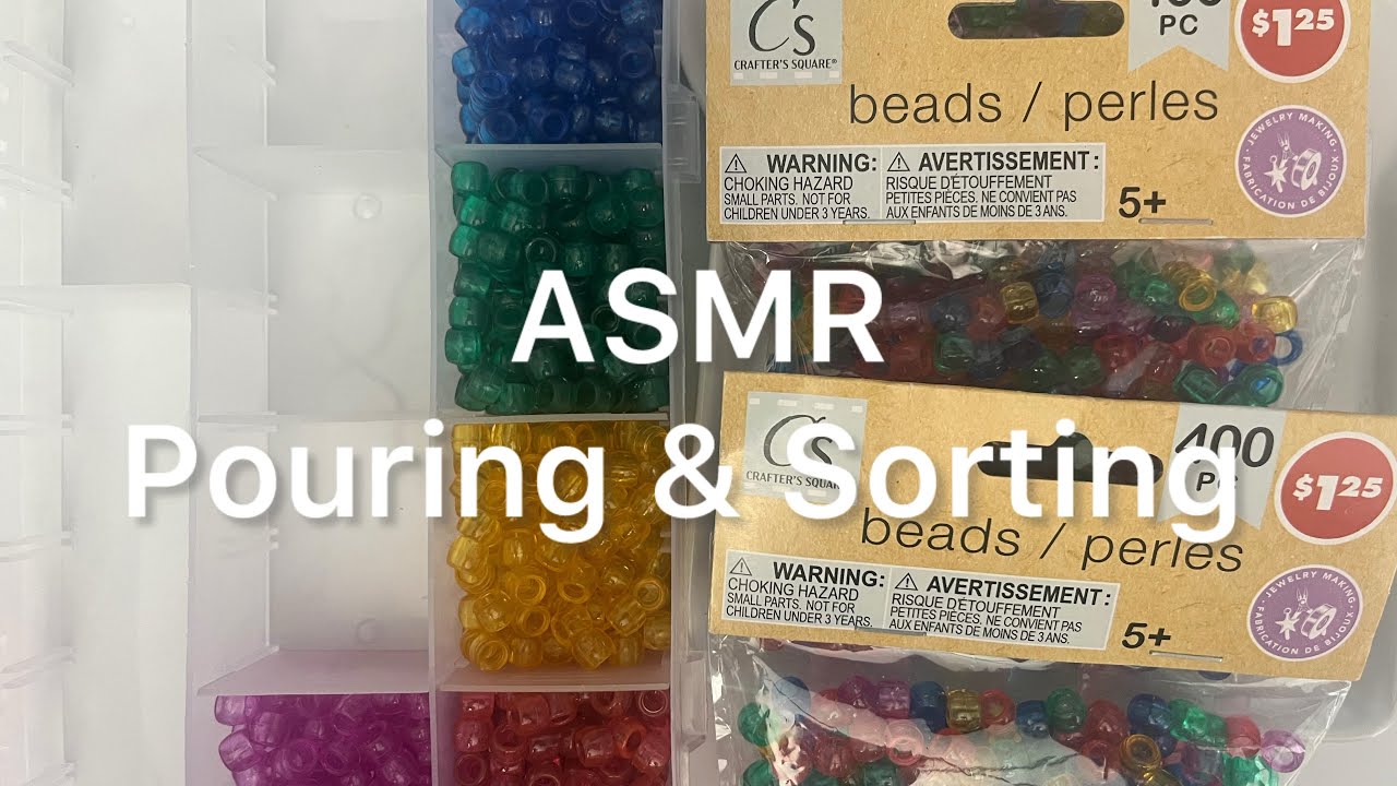 ASMR Satisfying Pouring & Sorting Sounds-Pony Beads ASMR Style