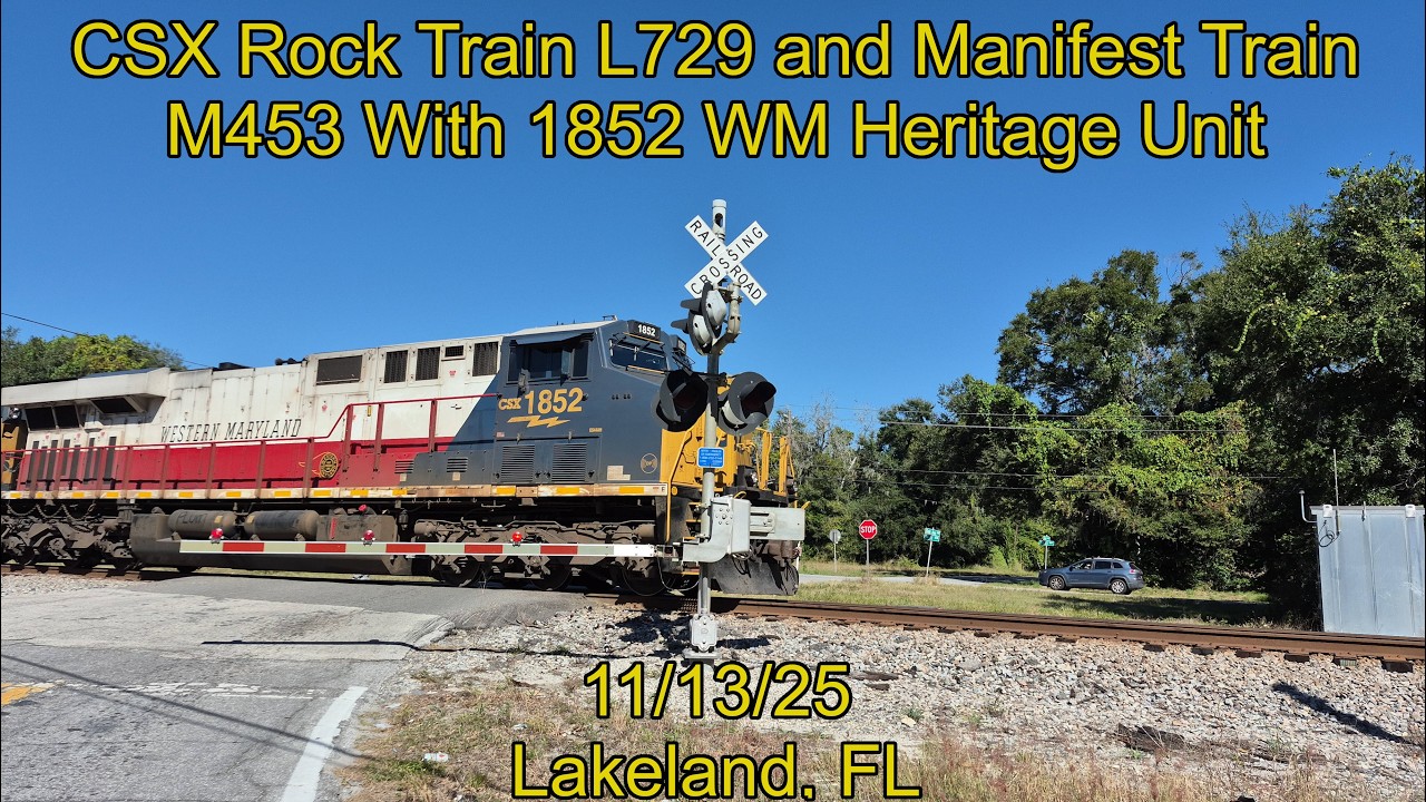 CSX Rock Train L729 and Manifest Train M453 With CSX 1852 Western Maryland Heritage Unit - 11/13/25