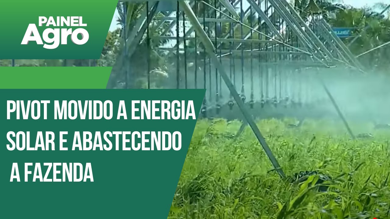 Pivot movido a energia solar e abastecendo a fazenda