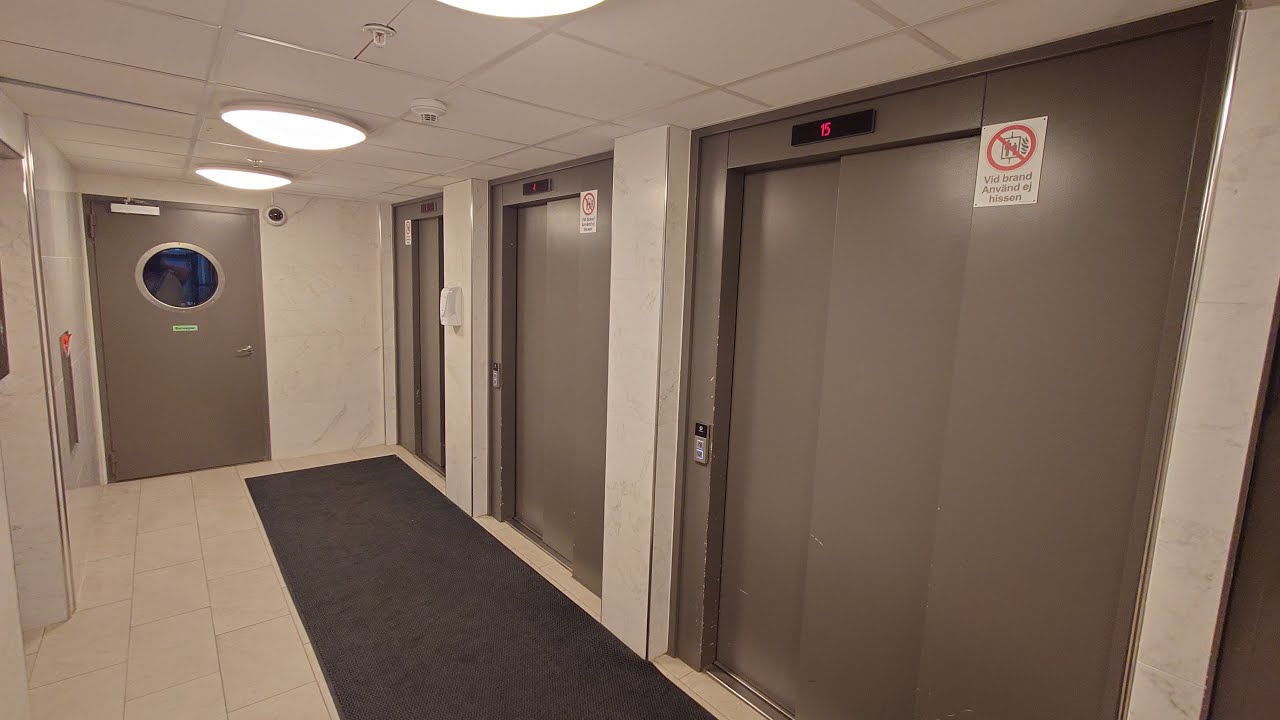 40 FLOORS!! 2018 Schindler 5500 High-Rise MRL-Traction Elevators @ Kista Torn, Stockholm, Sweden!