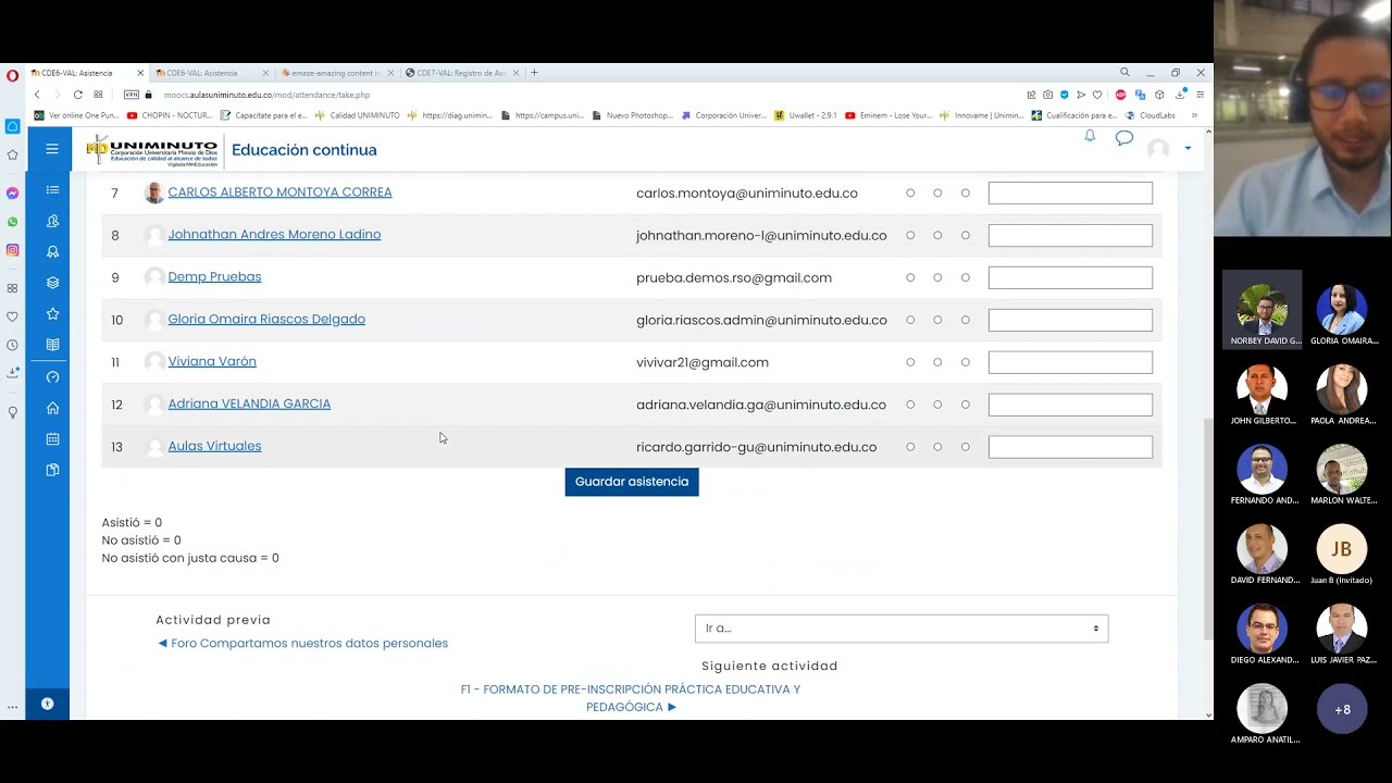 Recurso de Asistencia en el Aula Virtual Moodle