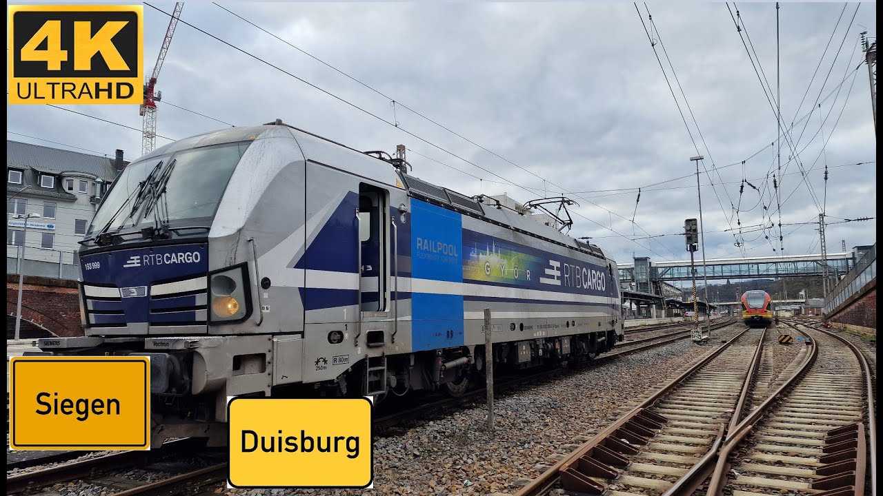 【4K】 Führerstandsmitfahrt Siegen Hbf nach Duisburg Ruhrort  über Hagen , Wuppertal .