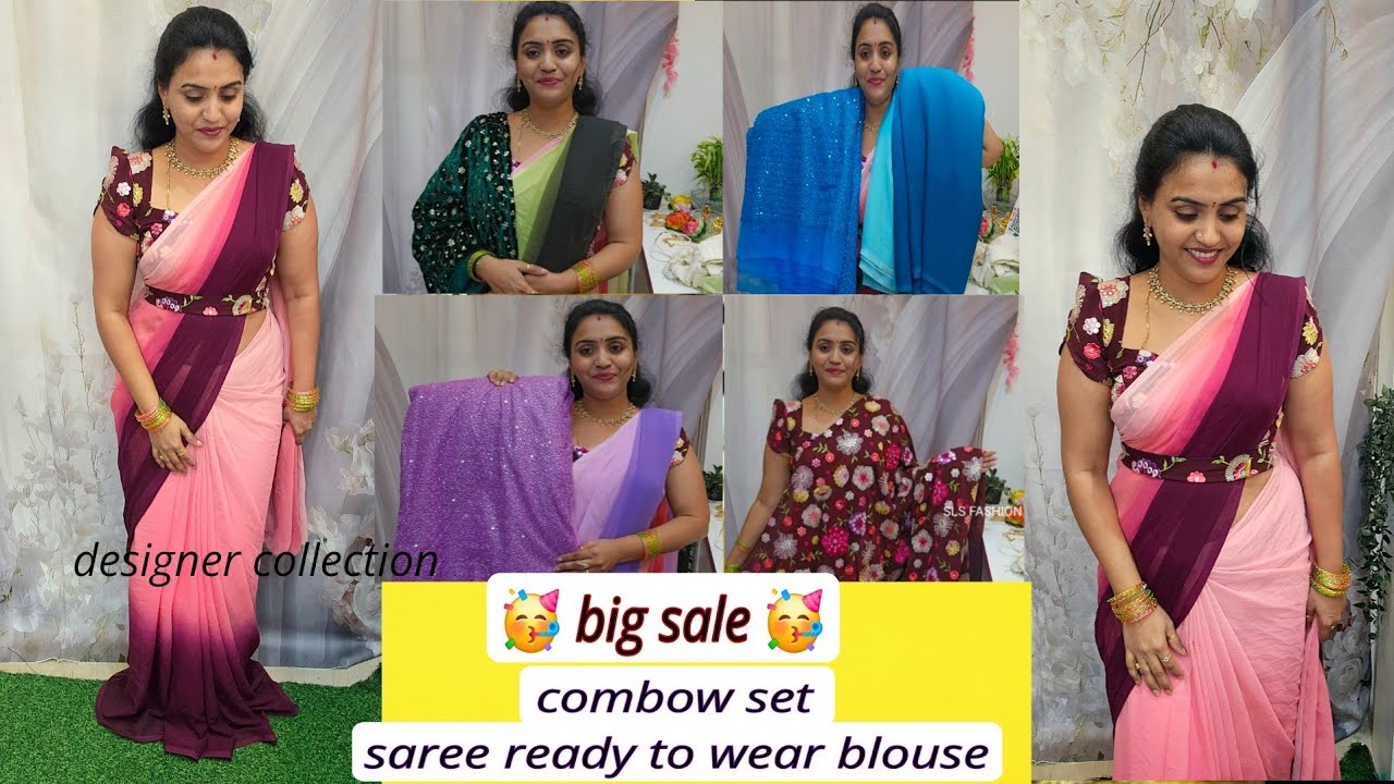 Combo sets  👌saree + blouse fuu stiched + hip bet 🤗 Big sale 🥳