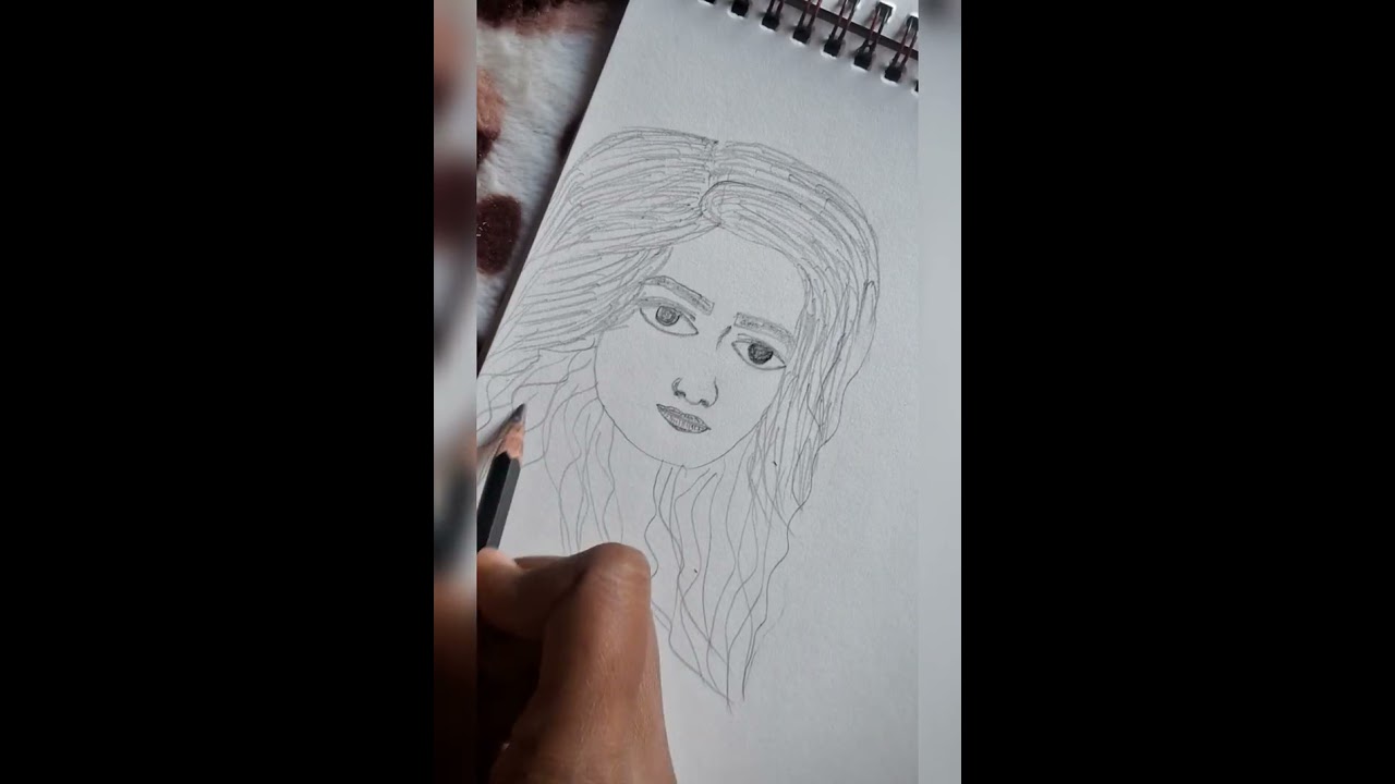 A girl with beautiful 😍 hair Pencil Sketch drawing |Drawing#9