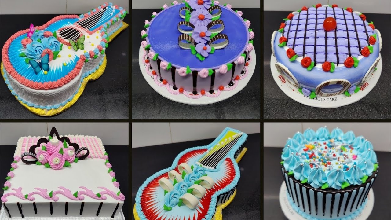 6+🌈Happy birthday cake new design guitar cake round cake square cake#cake #birthdaycake #caked