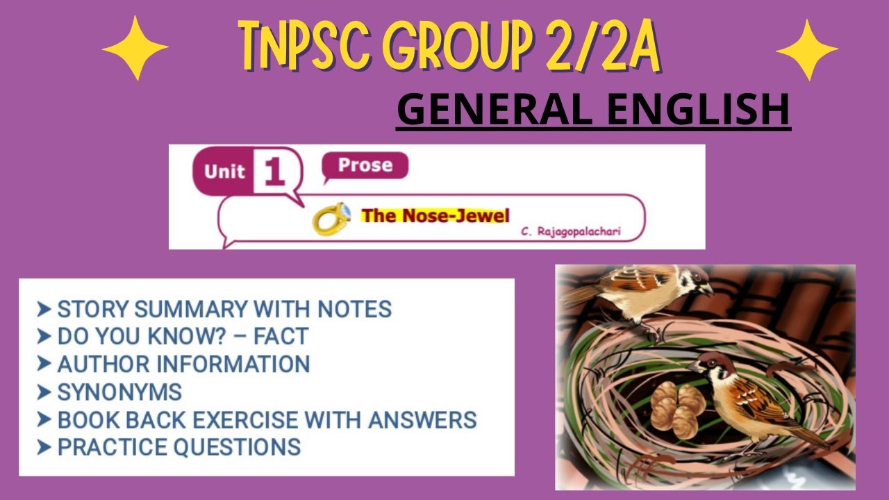 TNPSC | Group 2/2A | THE NOSE JEWEL |PART C PROSE | STD 8 |General English| REVISED SYLLABUS 2022
