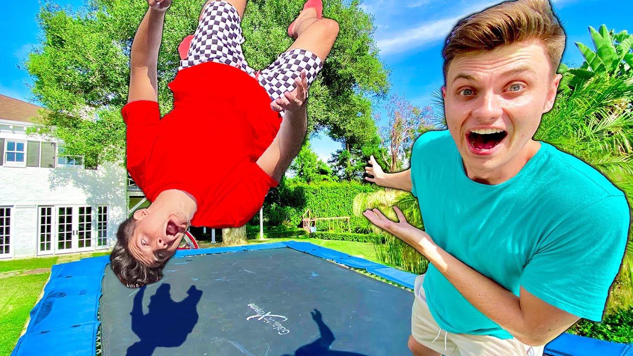 TEACHING PRESTON HIS FIRST BACKFLIP!! (GONE WRONG)