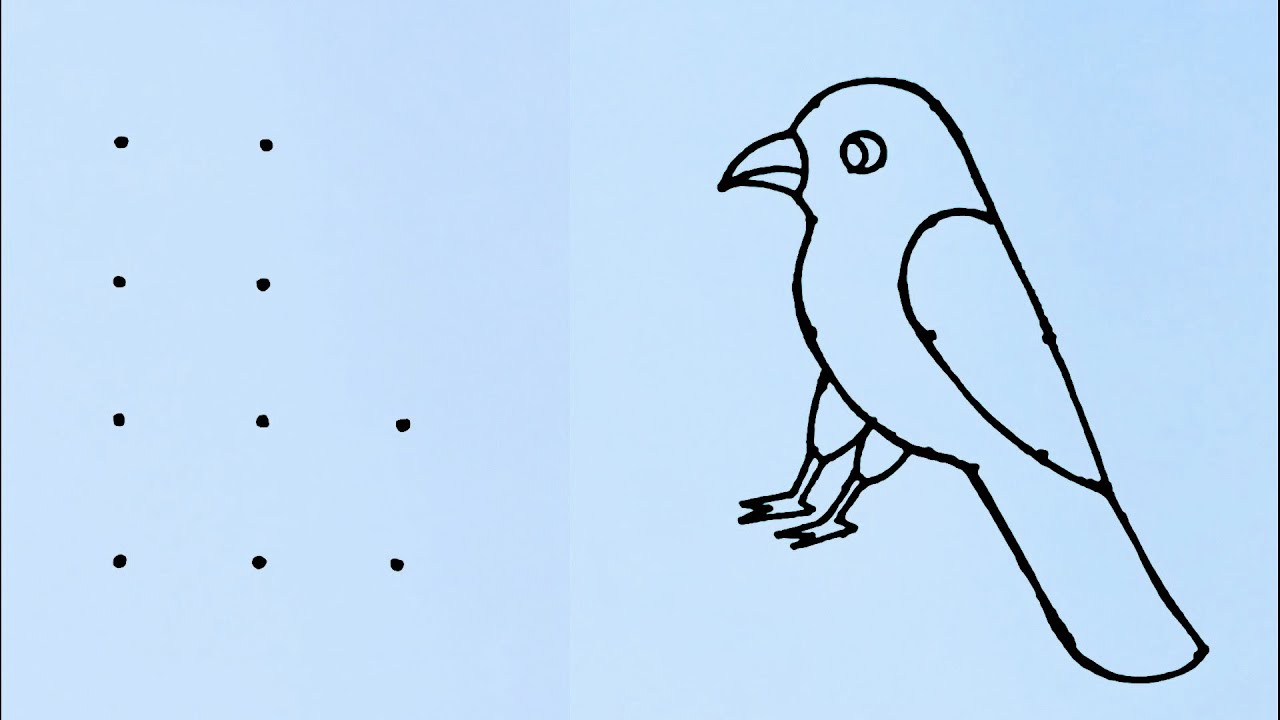 How to draw Crow from dots easy step by step // Crow Bird drawing easy// #mamarts