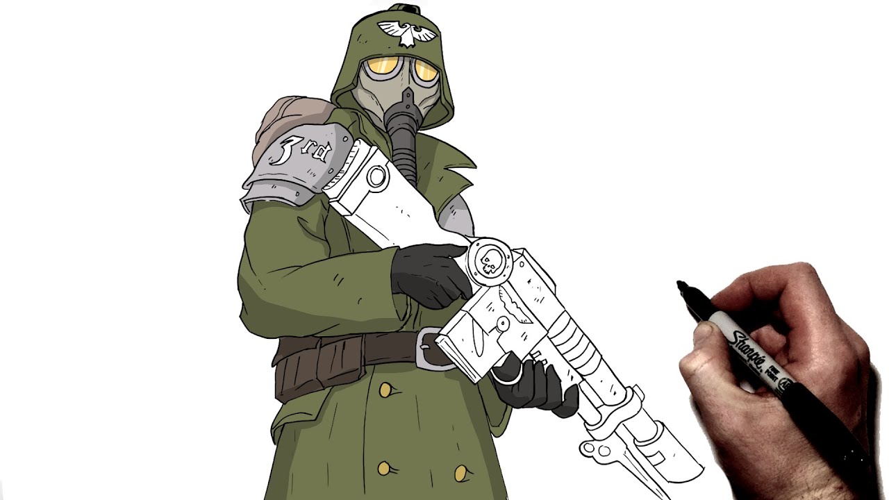 How To Draw Death Corps Of Krieg | Step By Step | Warhammer 40k