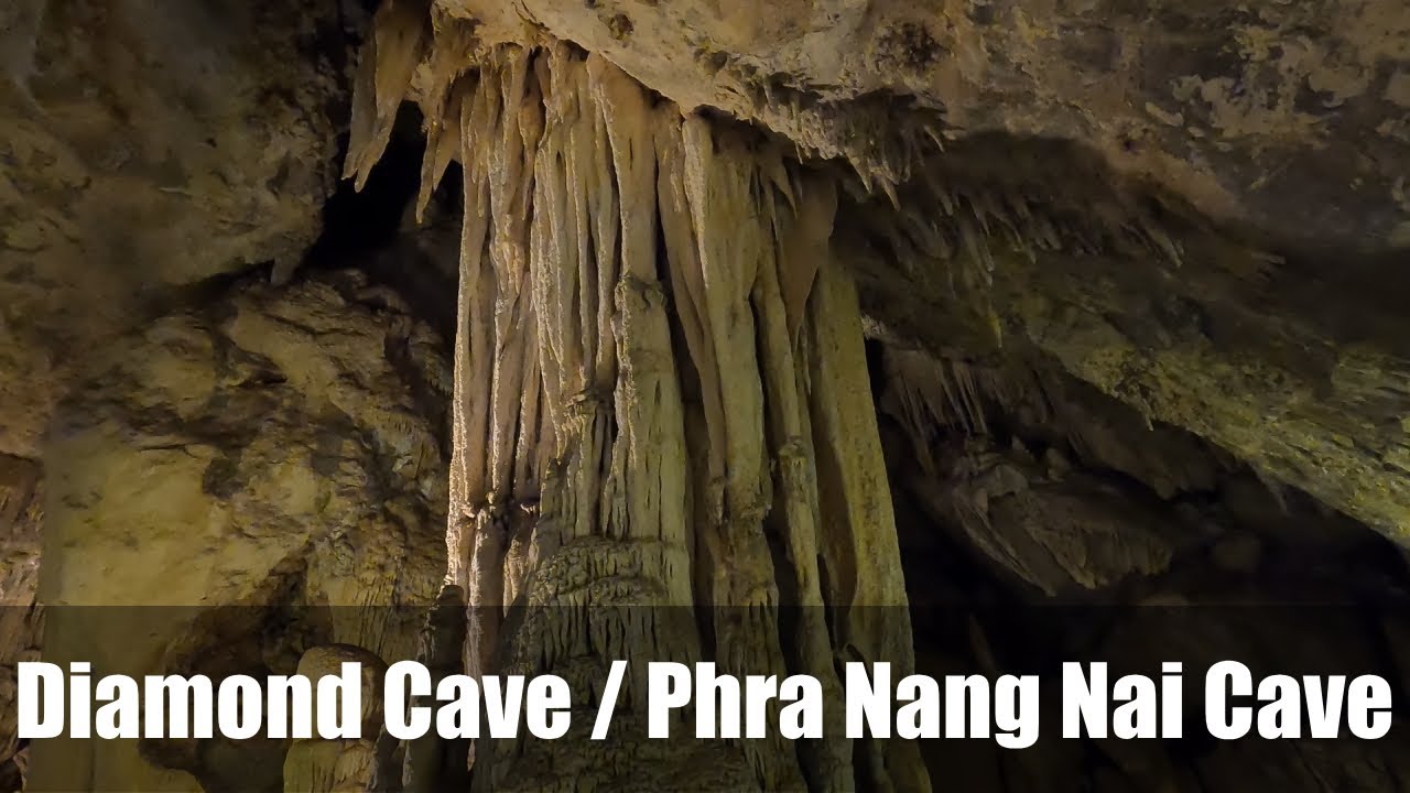 Diamond cave Railay Beach Krabi Thailand 4K walking inside the cave POV