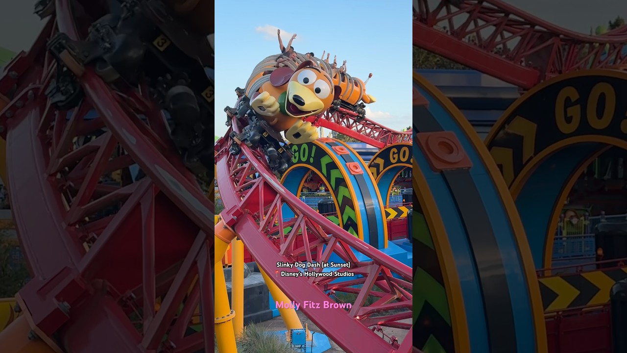 🎢 Slinky Dog Dash at Sunset #dog #rollercoaster #slinkydogdash #hollywoodstudios #disney #toystory