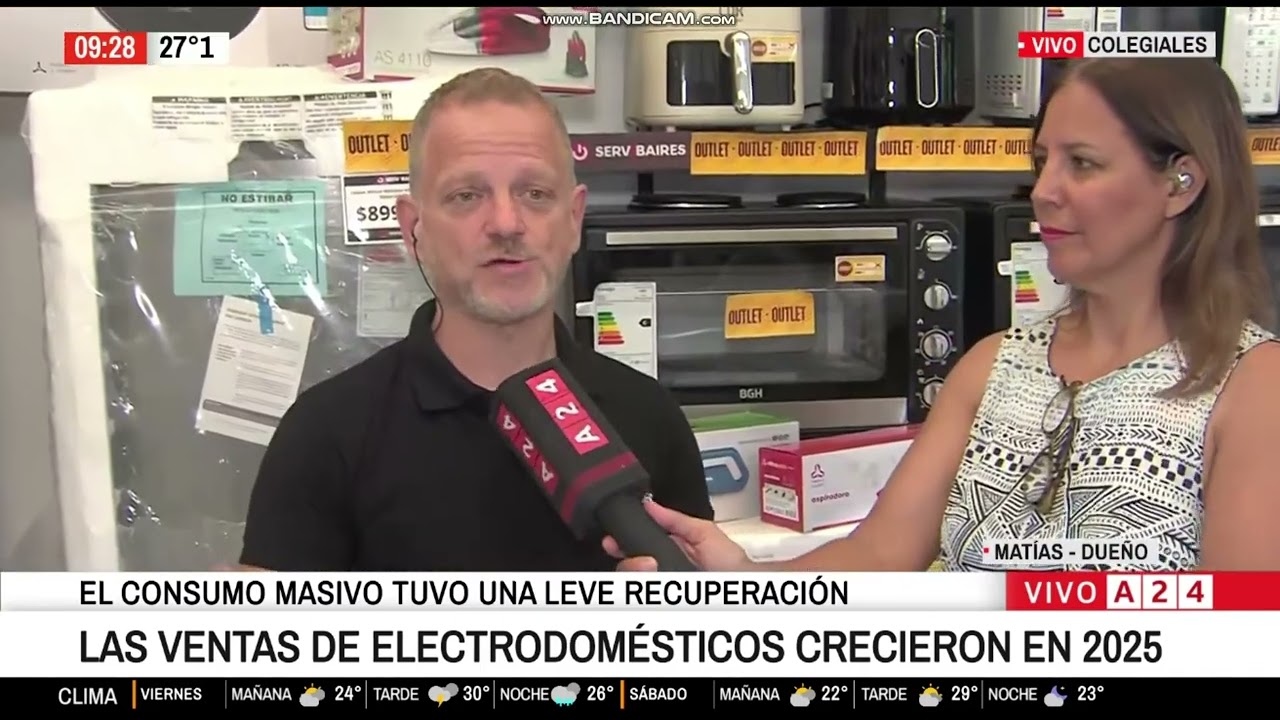 Nota Servibaires America A24 - Suba de venta interanual de venta de electrodomesticos