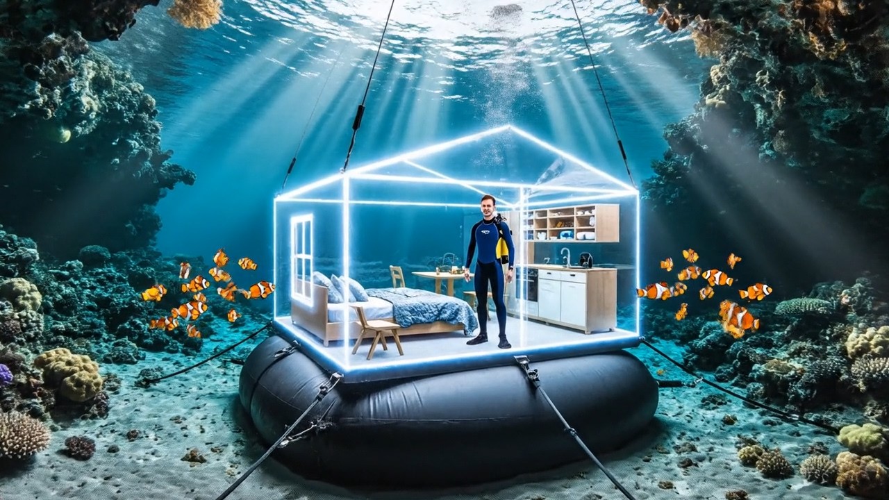 Secret House in an Undersea Cave | Open Sea Build (ASMR)