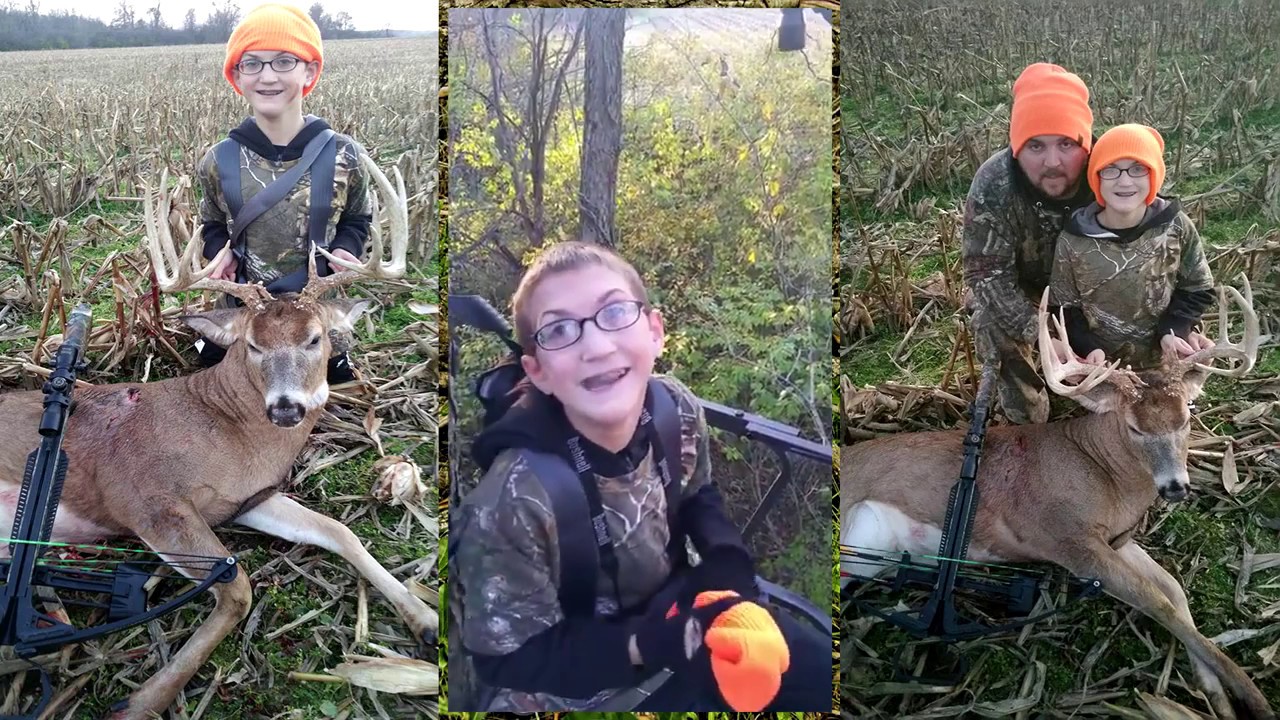 Kids Emotional Reaction After Shooting Big Buck! First Deer Ever with Crossbow (Whitetail)