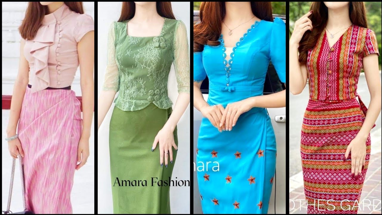 Fascinating and fashionable modern Burmese dresses|Modern traditional Myanmar dresses collection