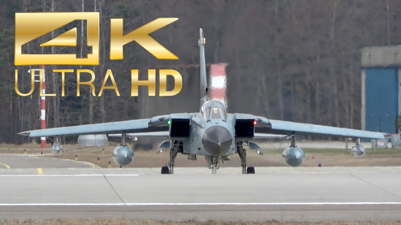 (4K) Panavia Tornado IDS Luftwaffe German Air Force 98+77 departure at Manching Airbase IGS ETSI