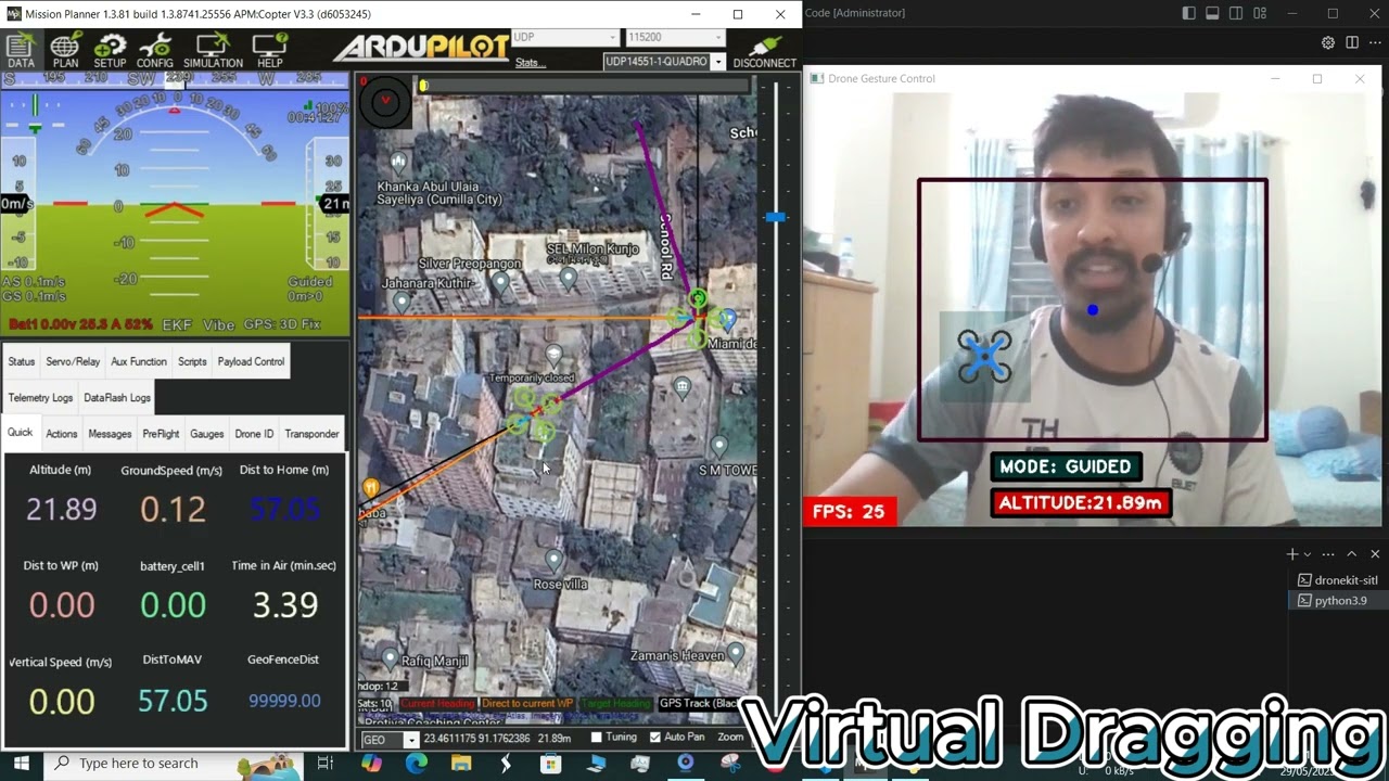 Gesture Controlled Drone Using Computer Vision | Python+DroneKit