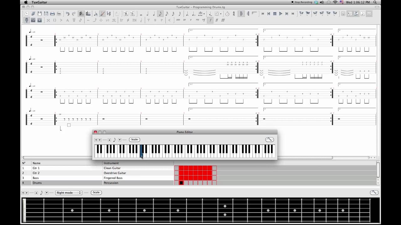 Tux Guitar: Programming Drums with the Piano View
